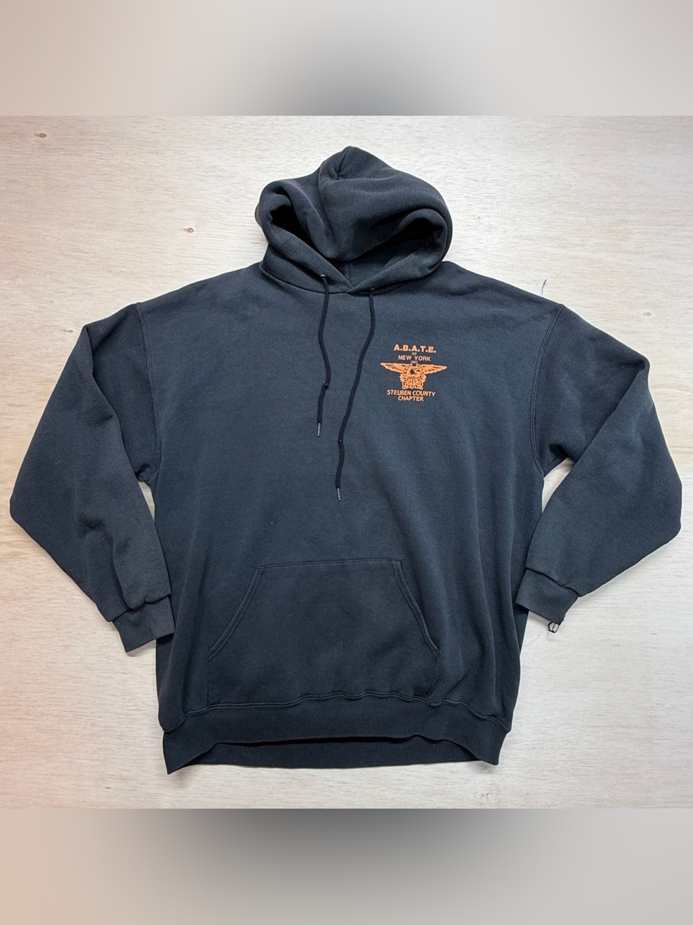 Vintage 90s Lee Heavyweight Hoodie ABATE of New York Steuben County Biker XL USA